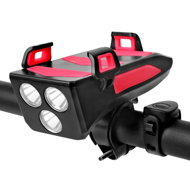 4 in 1 Bike Bicycle Headlight Horn Bell Powerbank With Phone Holder Bicycle Mount Bracket for Mobile Smart Phone
4 in 1 Bike Bicycle Headlight Horn Bell Powerbank With Phone Holder Bicycle Mount Bracket for Mobile Smart Phone