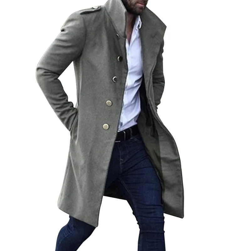 Fashion Men's Trench Coat Winter Warm Solid Long Wool Jacket Male Single Breasted Business Overcoat
Fashion Men's Trench Coat Winter Warm Solid Long Wool Jacket Male Single Breasted Business Overcoat