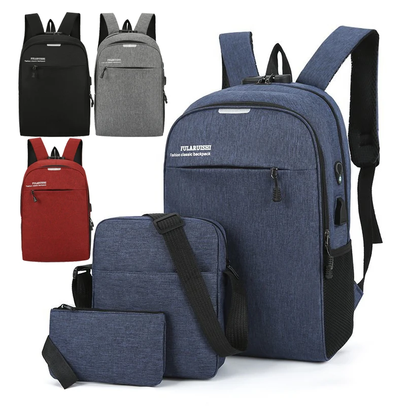 Factory wholesale kid school 3PCS 3 in 1 USB charging anti-theft laptop backpack pencil sling set bag, Black, blue, red, grey or custom
Factory wholesale kid school 3PCS 3 in 1 USB charging anti-theft laptop backpack pencil sling set bag, Black, blue, red, grey or custom