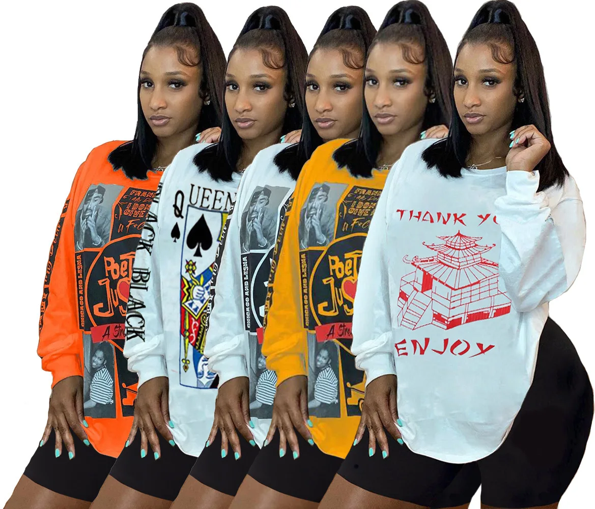 Popular Designs Women Summer Fall 2 Piece Suit Casual Printed Long Sleeve Shirt Black Shorts Set, 5colors
Popular Designs Women Summer Fall 2 Piece Suit Casual Printed Long Sleeve Shirt Black Shorts Set, 5colors