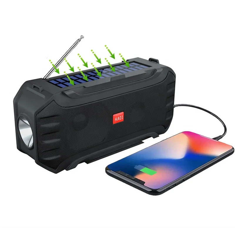 Outdoor Emergency Solar Powered Charging Portable HD Stereo Sound FM Radio Wireless Blue tooth Speaker with LED Flashlight, Black blue red
Outdoor Emergency Solar Powered Charging Portable HD Stereo Sound FM Radio Wireless Blue tooth Speaker with LED Flashlight, Black blue red