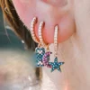 100% 925 sterling silver micro pave colorful cz moon star drop vermeil earring for christmas gift