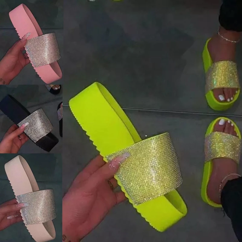 Womens Slides Sandals Rhinestone Home Sandals To Wear Slippers Mule Leisure Thick Bottom Shoes
Womens Slides Sandals Rhinestone Home Sandals To Wear Slippers Mule Leisure Thick Bottom Shoes