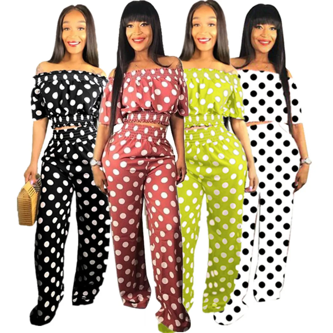 2021 hot selling P2223 polka dot crop top and pants casual outfit two piece set women clothing
2021 hot selling P2223 polka dot crop top and pants casual outfit two piece set women clothing