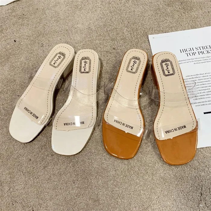Best-selling women's transparent home sandals comfortable simple square head heels one-word PU leather fashion slippers, Beige white, brown
Best-selling women's transparent home sandals comfortable simple square head heels one-word PU leather fashion slippers, Beige white, brown