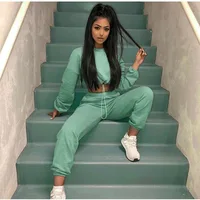 Fall fashion Long Sleeve Casual Solid Ankle-Length Pants Crop Top Sportswear 2 Two Piece Set Women Clothing
Fall fashion Long Sleeve Casual Solid Ankle-Length Pants Crop Top Sportswear 2 Two Piece Set Women Clothing