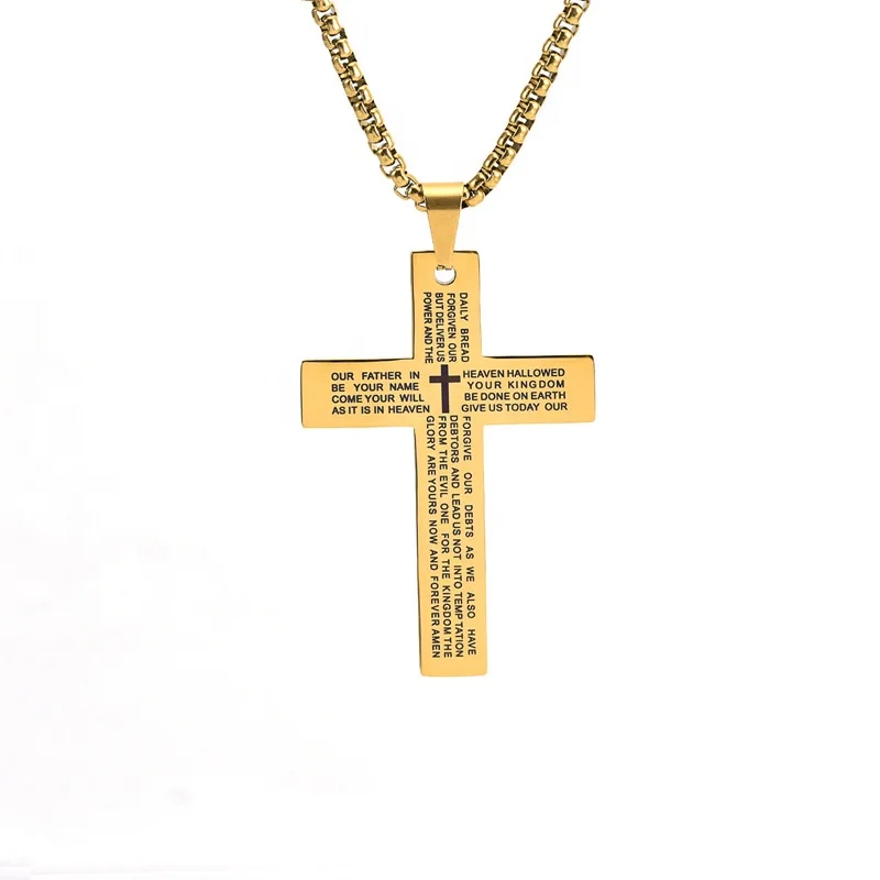 Stainless Steel Cross Pendant Necklace for Men Lord's Prayer Necklace, Silver/black/gold
Stainless Steel Cross Pendant Necklace for Men Lord's Prayer Necklace, Silver/black/gold