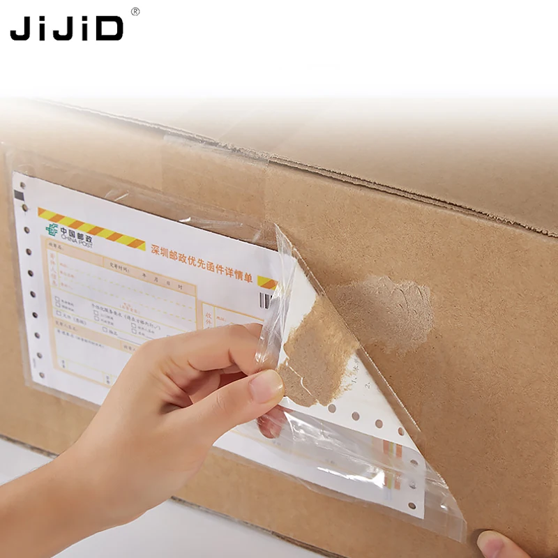 

JiJiD A5 Size Waterproof Self Adhesive Document Enclosed Rigid Shipping Label Invoice Enclosed Slip Pouch packing list envelop
