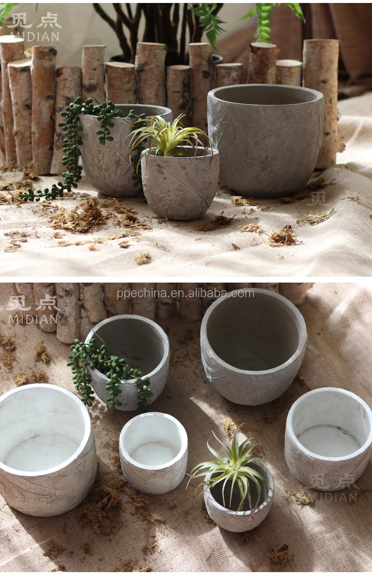 Leaf texture flower cement flower pot combined concrete garden gardening decoration