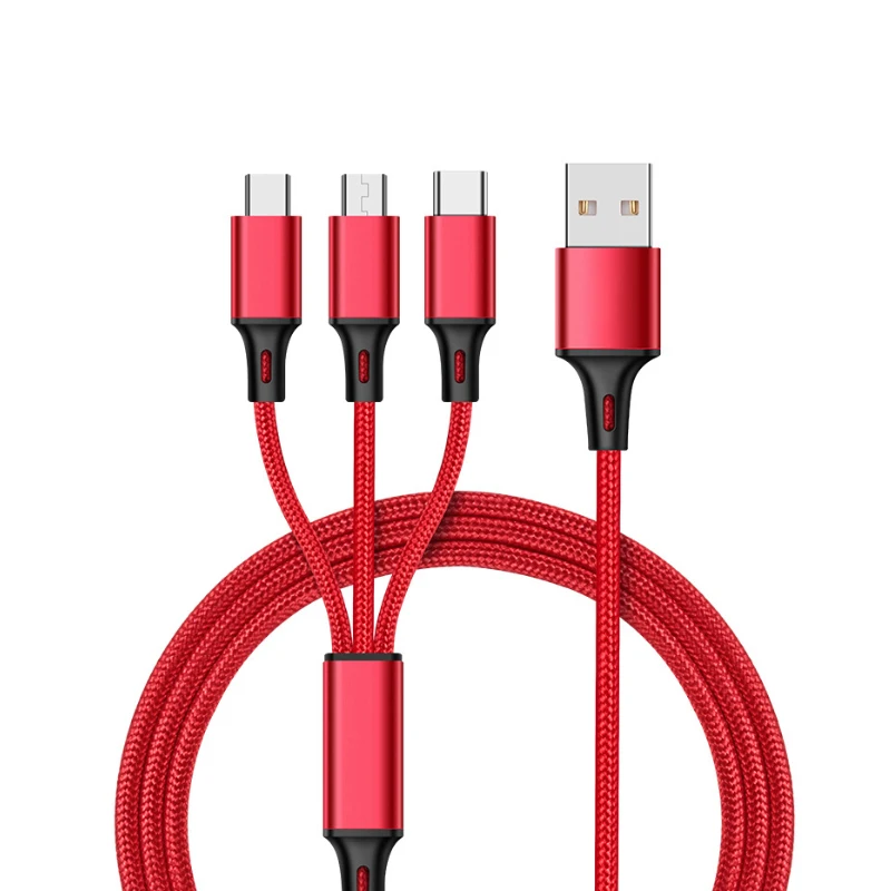 Wholesale 3 in 1 Charging Cable 2A USB Cable Fast Charging Mobile Phone Charger For iPhone Micro USB C Cable, Black silver blue gold red
Wholesale 3 in 1 Charging Cable 2A USB Cable Fast Charging Mobile Phone Charger For iPhone Micro USB C Cable, Black silver blue gold red