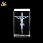 Glass Standing Jesus Figurines 3D Laser Crystal Cross For Religious Christian Gifts