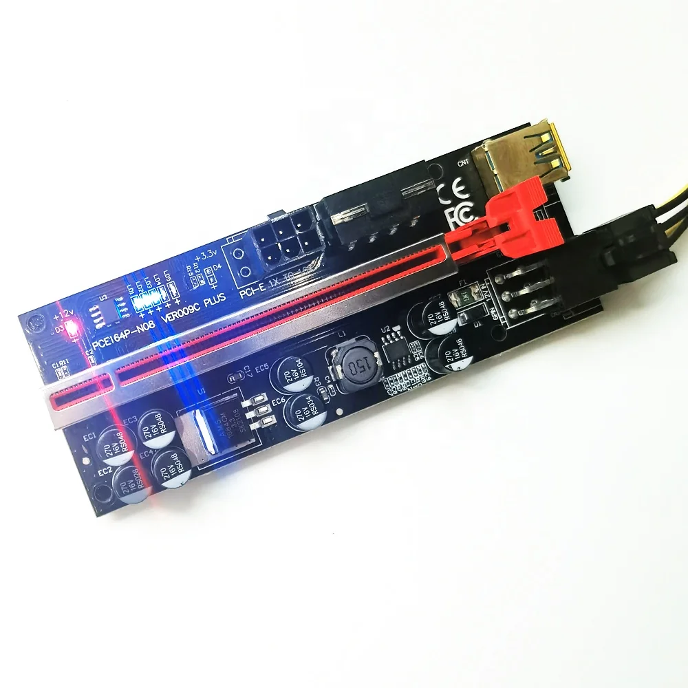 2021 Newest PCIE Riser VER 009C plus 6 pin 1X to 16X LER riser Card Extender 8 Capacitors High Speed Flashing LED and more power
2021 Newest PCIE Riser VER 009C plus 6 pin 1X to 16X LER riser Card Extender 8 Capacitors High Speed Flashing LED and more power