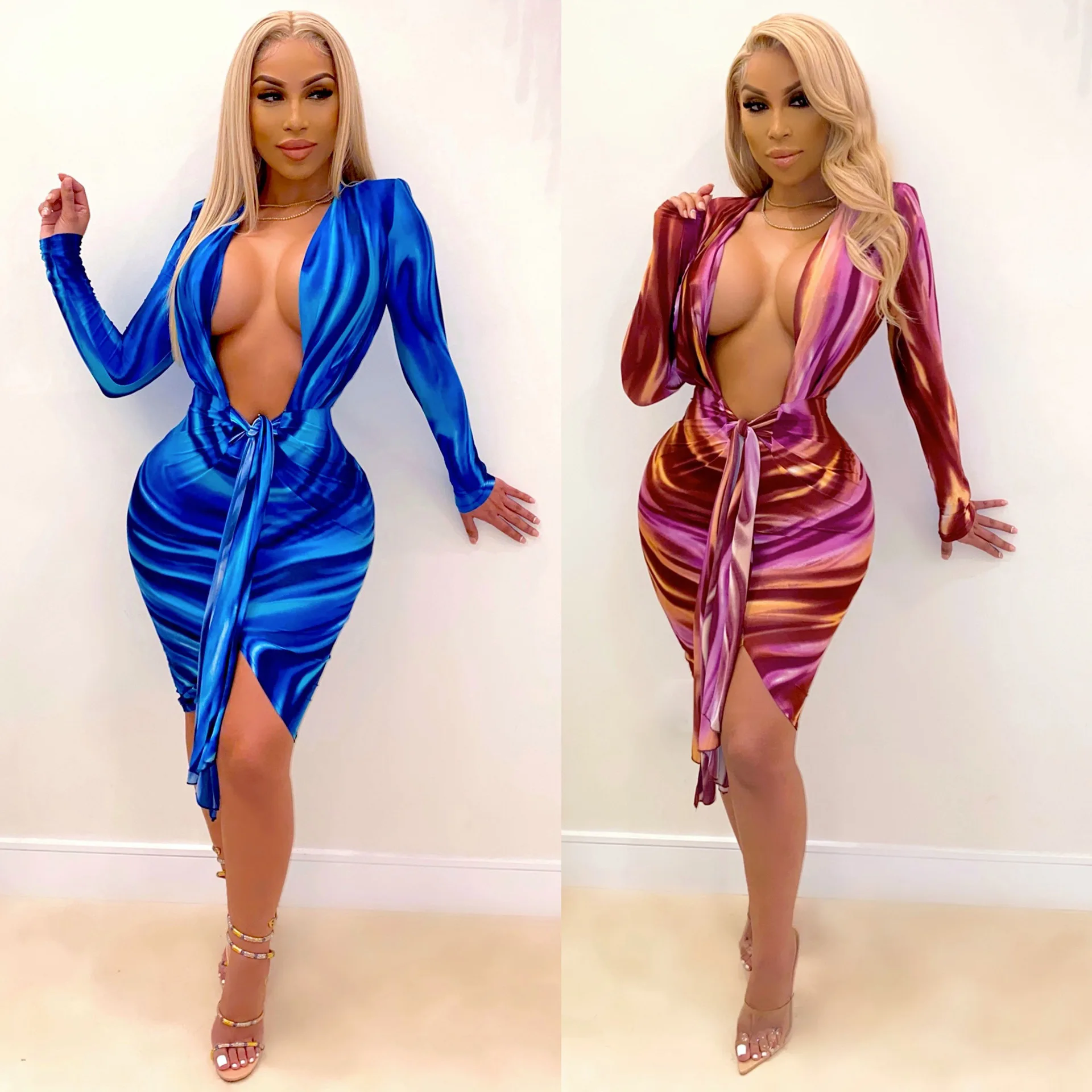DUODUOCOLOR New style casual club long sleeve midi skirt deep v neck women prints fashion summer dress D10479
DUODUOCOLOR New style casual club long sleeve midi skirt deep v neck women prints fashion summer dress D10479