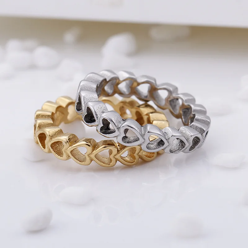 Classic Design Stackable Gold Silver Titanium Stainless Steel Hollow Heart Link Rings For Promise Wedding
Classic Design Stackable Gold Silver Titanium Stainless Steel Hollow Heart Link Rings For Promise Wedding