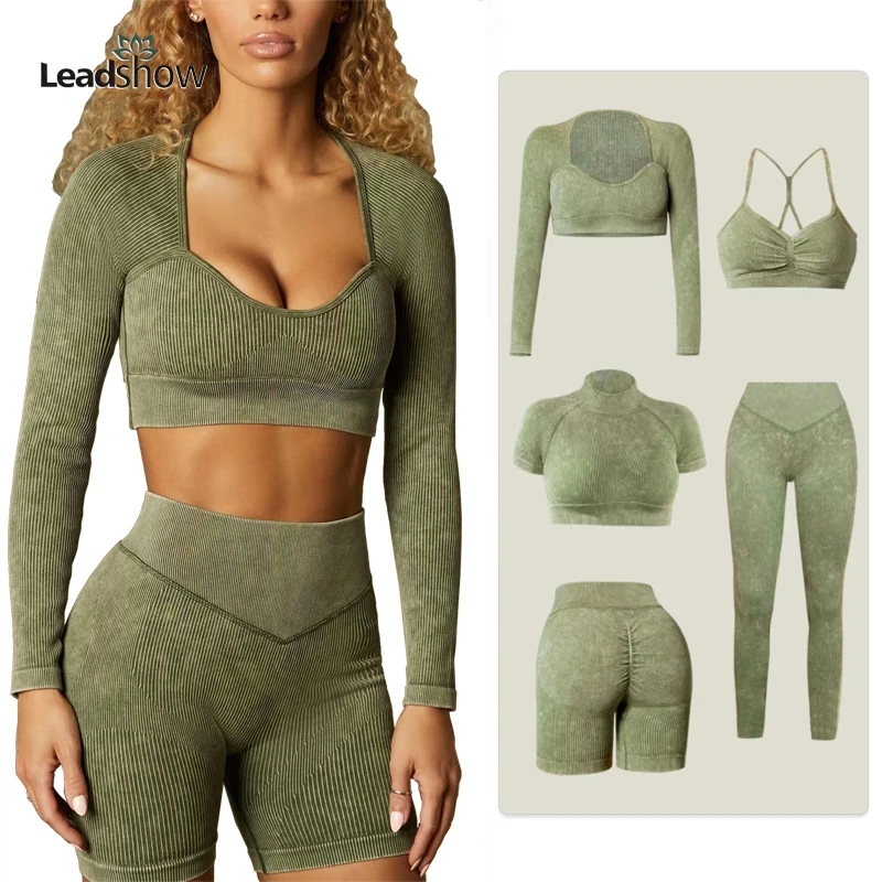 Long sleeve fitness workout sportswear bra leggings seamless scrunch waistband womens gym sets shorts drop ship elastic yoga set, Black,green, light green,olive green
Long sleeve fitness workout sportswear bra leggings seamless scrunch waistband womens gym sets shorts drop ship elastic yoga set, Black,green, light green,olive green