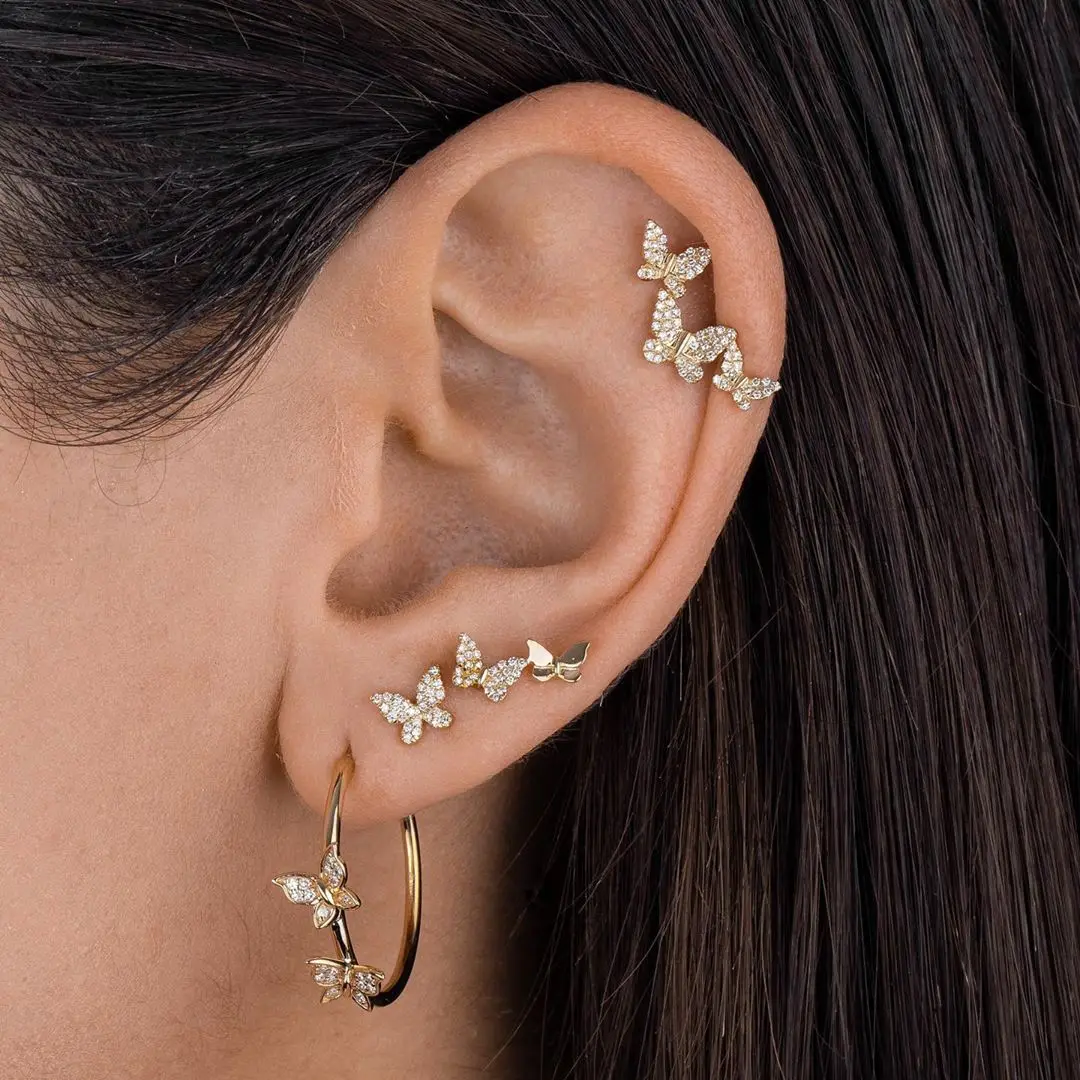 Gold Plated S925 Silver Needle Stud Butterfly Stud Earrings Zircon Earrings 925 Silver Jewelry Sterling Small Jewelry, Golden
Gold Plated S925 Silver Needle Stud Butterfly Stud Earrings Zircon Earrings 925 Silver Jewelry Sterling Small Jewelry, Golden
