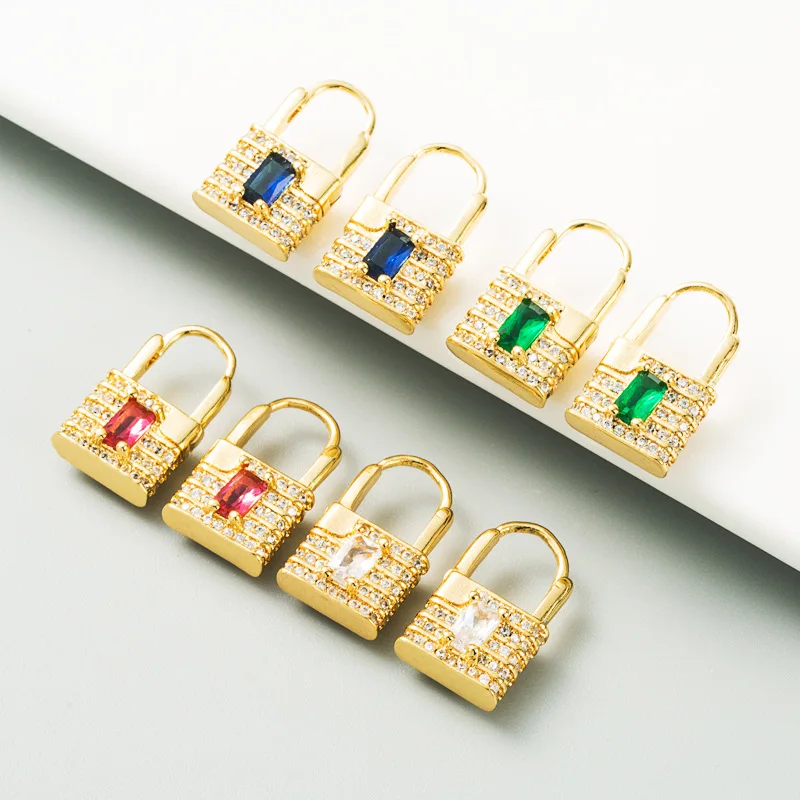 Emerald micro pave cz women fashion jewelry red blue green white rainbow cz lock earring colorful
Emerald micro pave cz women fashion jewelry red blue green white rainbow cz lock earring colorful