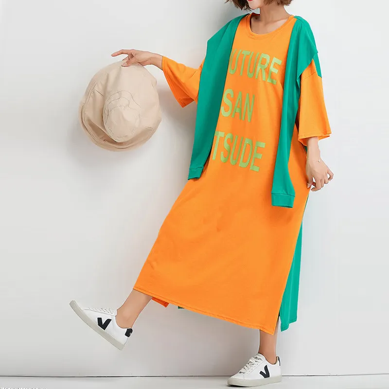 Fashion Oversized Printed Half Sleeve Long T-shirt Dress Summer Cotton Slouchy Long Skirt Casual Women Maxi Dresses
Fashion Oversized Printed Half Sleeve Long T-shirt Dress Summer Cotton Slouchy Long Skirt Casual Women Maxi Dresses