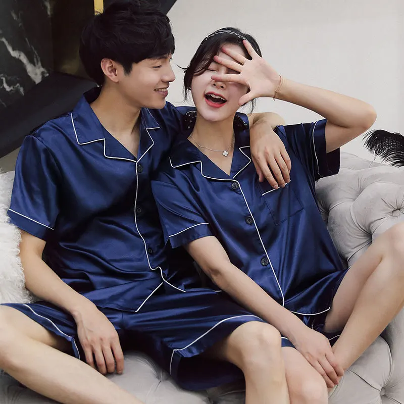 Hot Selling Pure Color Loungwear Button-Down Pj Sets 2 Pc Men Ice Silk Sleepwear Short Sleeve Lovers Silk Pajamas Couple, Multi colors
Hot Selling Pure Color Loungwear Button-Down Pj Sets 2 Pc Men Ice Silk Sleepwear Short Sleeve Lovers Silk Pajamas Couple, Multi colors