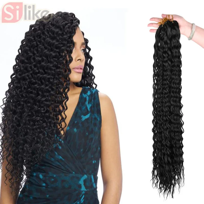 32 Inch Ocean Wave Synthetic Braiding Hair Crochet Braids Pre-Looped Natural Black Deep Wave Crochet Hair Extensions, Pic showed 
32 Inch Ocean Wave Synthetic Braiding Hair Crochet Braids Pre-Looped Natural Black Deep Wave Crochet Hair Extensions, Pic showed