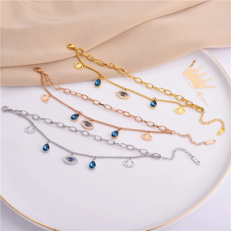 Hot Selling Stainless Steel Evil Blue Eyes Gold Chain Bracelet Charm Pendant Brand Designer Jewelry For Women, Gold silver rose gold
Hot Selling Stainless Steel Evil Blue Eyes Gold Chain Bracelet Charm Pendant Brand Designer Jewelry For Women, Gold silver rose gold