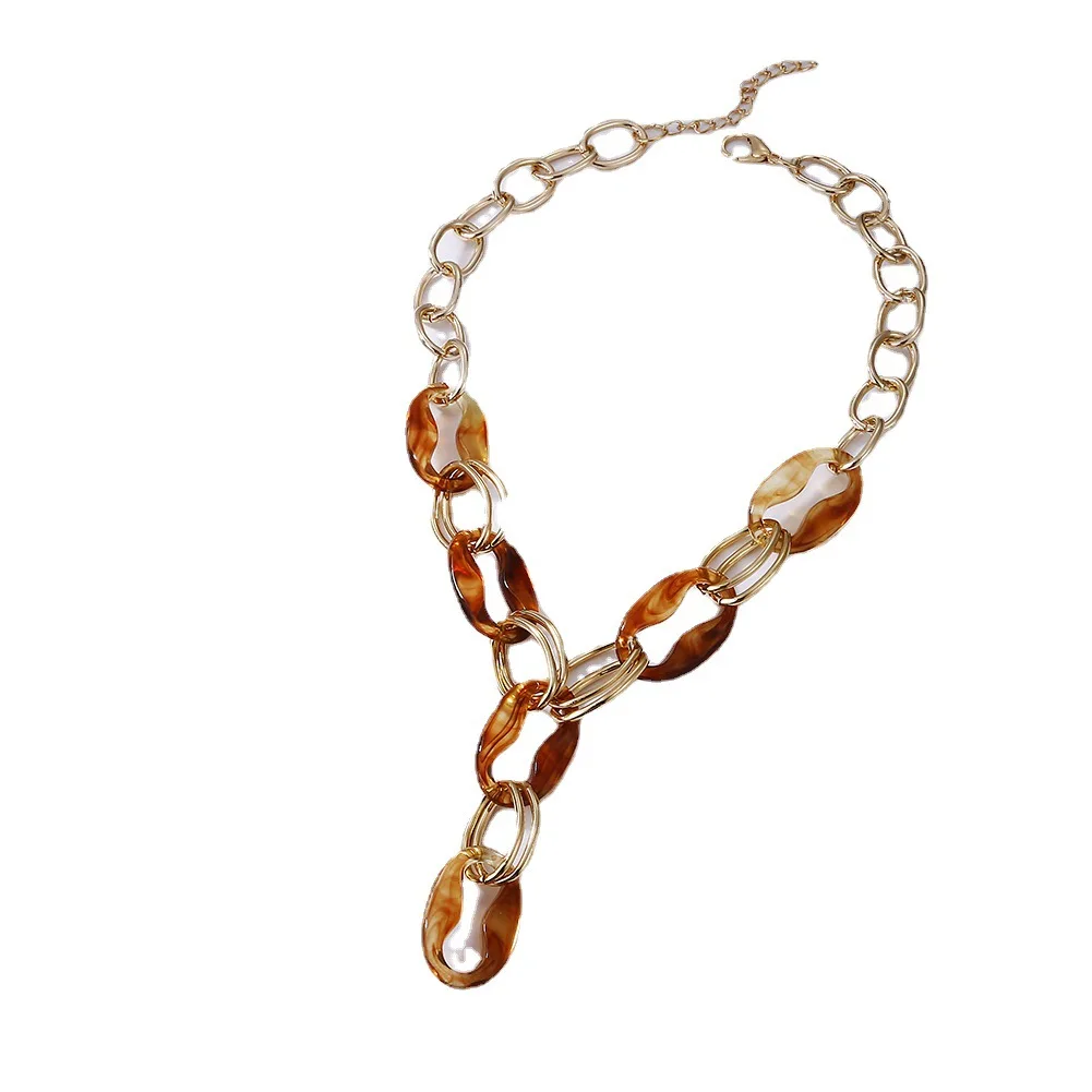 Acrylic Metal Necklace Amber Vintage Bohemian Ring Buckle Necklace Personalized Jewelry, As shown in the picture
Acrylic Metal Necklace Amber Vintage Bohemian Ring Buckle Necklace Personalized Jewelry, As shown in the picture