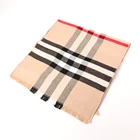 Custom Made Classical Grid Beige Winter Pashmina Shawl Warm Scarf Women Men