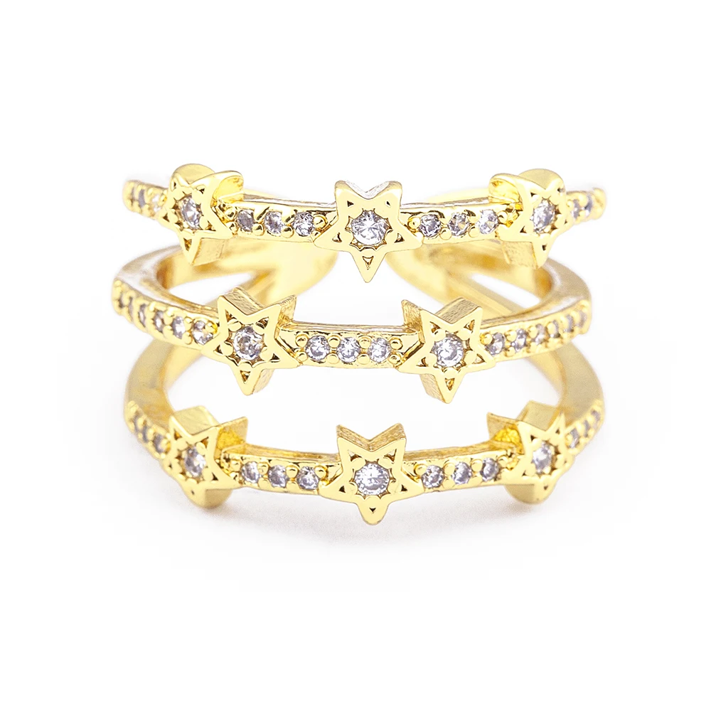 Fashion Multi Layer Crystal Star Rings Copper CZ Luxury Wedding Engagement Finger Adjustable Jewelry for Women Customization, Gold
Fashion Multi Layer Crystal Star Rings Copper CZ Luxury Wedding Engagement Finger Adjustable Jewelry for Women Customization, Gold