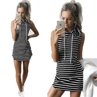Women Sexy Sleeveless Striped Pullovers Summer Dress Sweatshirt Casual Slim Cotton Gray Bodycon Hoodie Dress
Women Sexy Sleeveless Striped Pullovers Summer Dress Sweatshirt Casual Slim Cotton Gray Bodycon Hoodie Dress