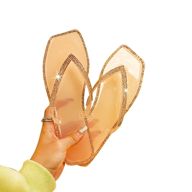 Colorful Rhinestone Square Head Flat Slippers Transparent Crystal Jelly Sole Flip Flops, As picture as
Colorful Rhinestone Square Head Flat Slippers Transparent Crystal Jelly Sole Flip Flops, As picture as