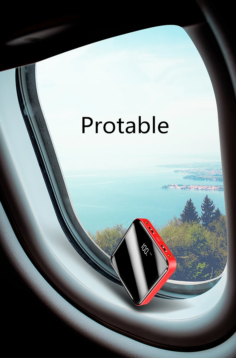 YM Trending promotional gift 20000mAh portable mini power bank mirror screen digital display battery charger for smartphone - ANKUX.COM