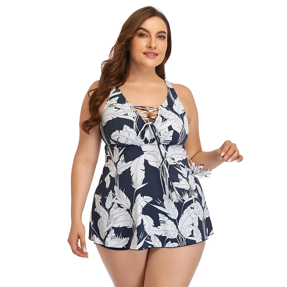 New V-neck tie rope ladies print plus size swimsuit skirt-style swimwear with boxer shorts
New V-neck tie rope ladies print plus size swimsuit skirt-style swimwear with boxer shorts