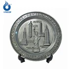 Round Shape New York Statue of Liberty Manhattan Empire State Building Brooklyn Bridge Souvenir Metal Plate