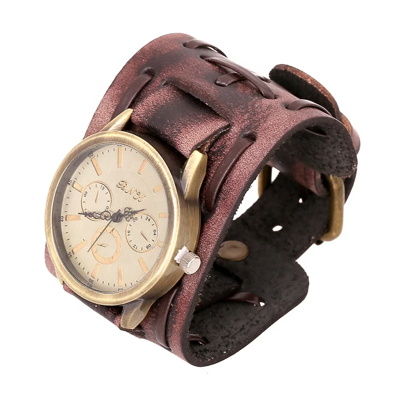 Vintage style braided bangles handmade copper plating men leather bracelet with watch, 6 colors
Vintage style braided bangles handmade copper plating men leather bracelet with watch, 6 colors