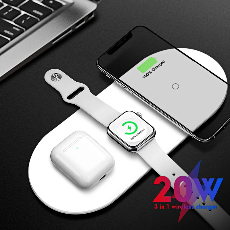 2021 New Arrival 20W Fast Charging Station Qi 3 In 1 Wireless Charger for iPhone and Watch Earphone, Black white
2021 New Arrival 20W Fast Charging Station Qi 3 In 1 Wireless Charger for iPhone and Watch Earphone, Black white