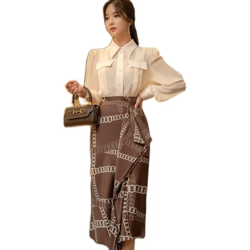 New Two-piece Suit 2020 Winter Korean Style Temperament Shirt Top Printed Skirt Business Suit Women
New Two-piece Suit 2020 Winter Korean Style Temperament Shirt Top Printed Skirt Business Suit Women
