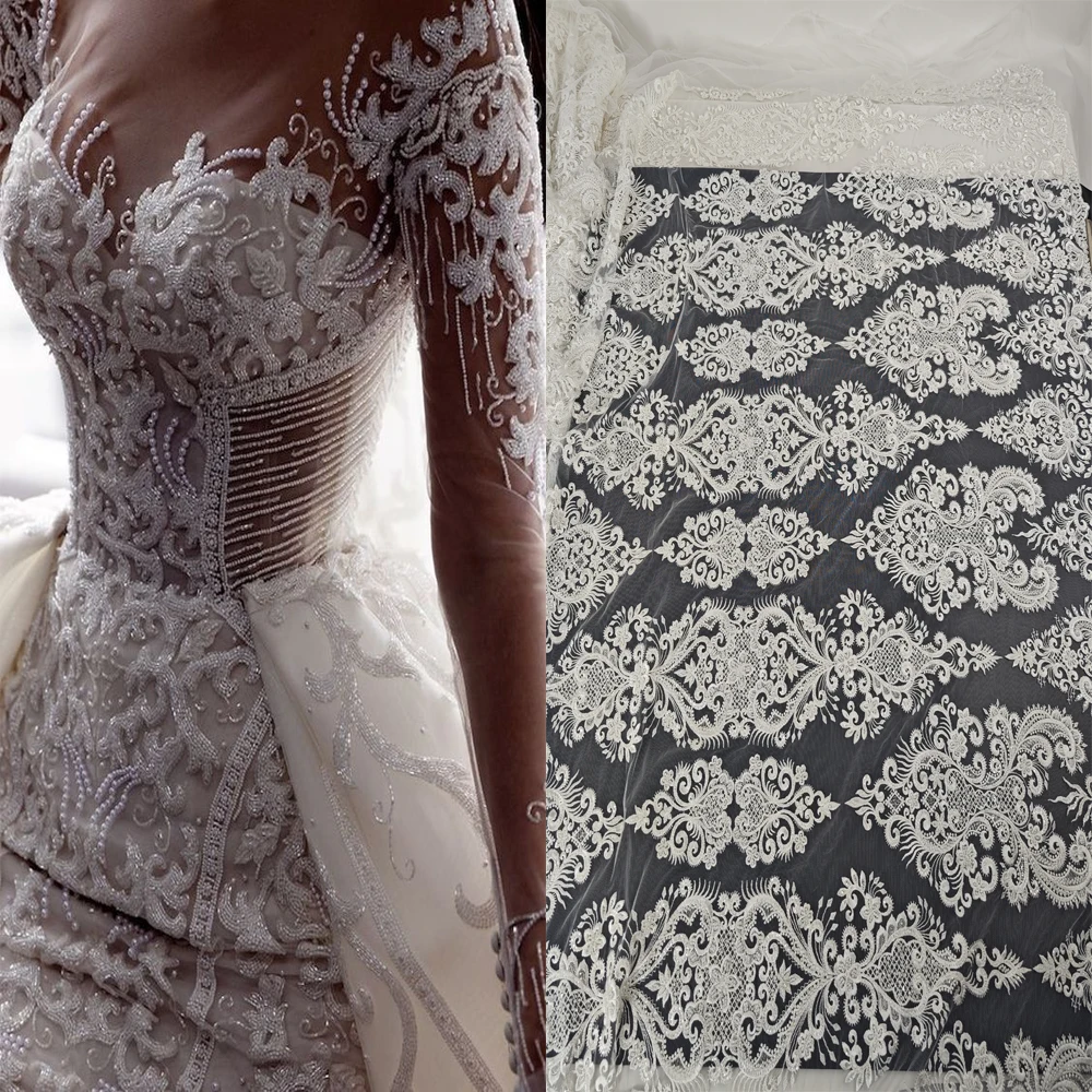 Heavy Beaded Luxury 3D Lace Fabric Bridal Lace Fabric Embroidered Tulle Sequins French Lace For Wedding Dress
Heavy Beaded Luxury 3D Lace Fabric Bridal Lace Fabric Embroidered Tulle Sequins French Lace For Wedding Dress