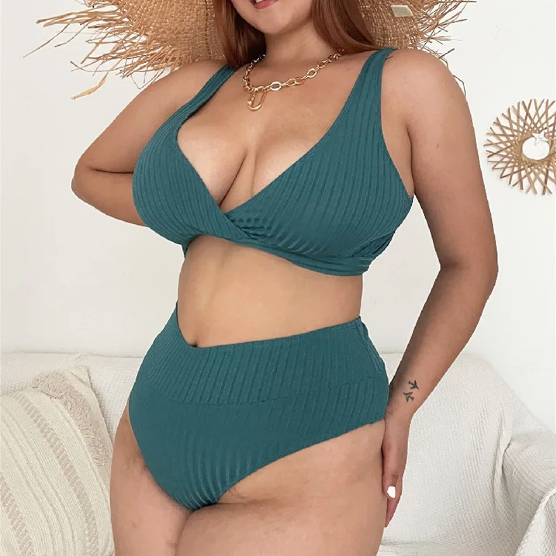 Plus Size Twist Cross Bikini Women Ribbed Swimwear Large Size High Waist Swimsuit Custom Bathing Suit
Plus Size Twist Cross Bikini Women Ribbed Swimwear Large Size High Waist Swimsuit Custom Bathing Suit