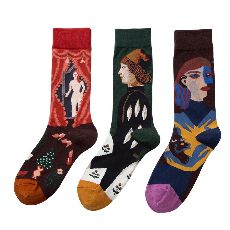 high quality designer socks women soft fashion art painting cartoon cotton crew socks, Custom color
high quality designer socks women soft fashion art painting cartoon cotton crew socks, Custom color