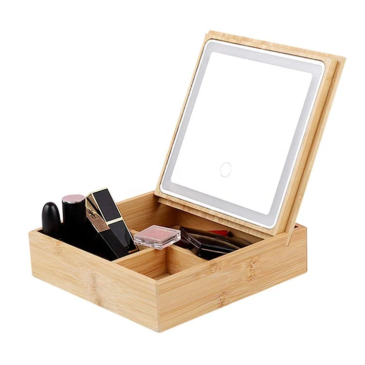 2 In 1 Makeup Mirror Lights 3 Color Led Lights Rechargeable Desk Bamboo Cover Makeup Storage With Led Compact Mirror
2 In 1 Makeup Mirror Lights 3 Color Led Lights Rechargeable Desk Bamboo Cover Makeup Storage With Led Compact Mirror