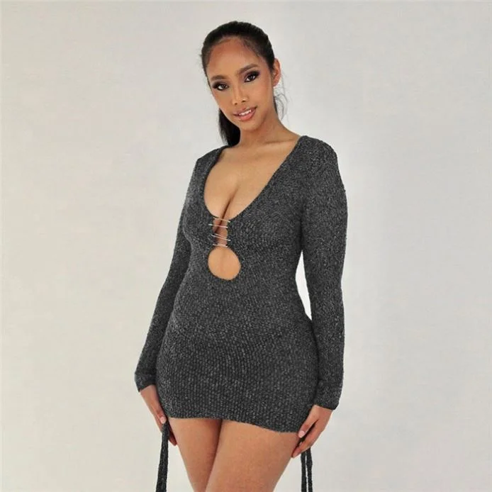 2021 New Clothing Sexy Bodycon Dress Solid Color Long Sleeve Hollow Out Dress For Ladies
2021 New Clothing Sexy Bodycon Dress Solid Color Long Sleeve Hollow Out Dress For Ladies