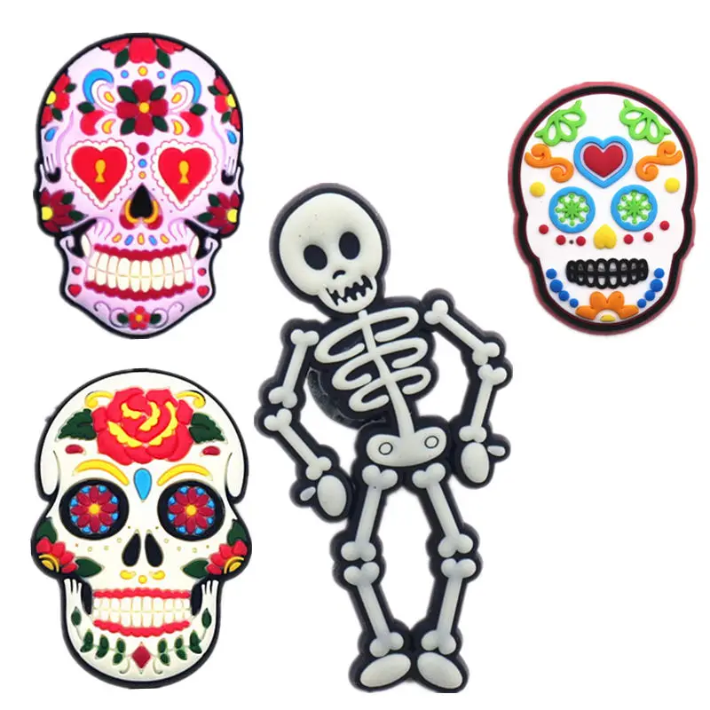 Original Painted Skull Shoe Charms Skeleton Bones PVC Shoe Buckle Sandals Design Accessories fit Kids Party Gifts 
Original Painted Skull Shoe Charms Skeleton Bones PVC Shoe Buckle Sandals Design Accessories fit Kids Party Gifts