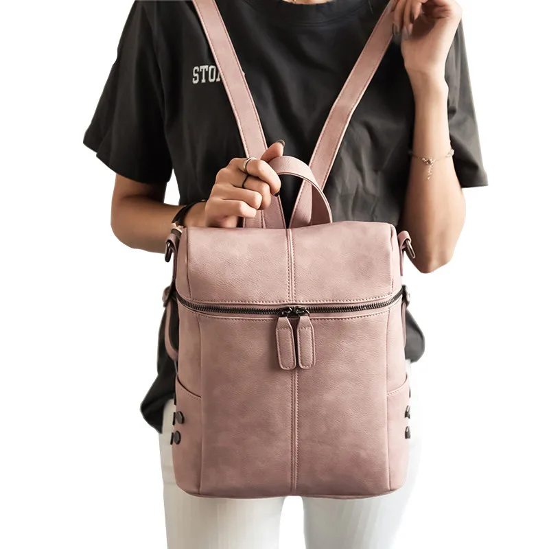 Simple Style Backpack Women Leather Backpacks For Teenage Girls School Bags Fashion Vintage Solid Black Shoulder Bag Youth, Black gray khaki pink
Simple Style Backpack Women Leather Backpacks For Teenage Girls School Bags Fashion Vintage Solid Black Shoulder Bag Youth, Black gray khaki pink