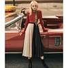 Stylish Contrasting Colors Pleated Midi Skirt