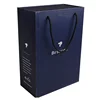 China Supplier Custom Logo Men's Clothes Packaging Blue Paper Gift Box with Handle