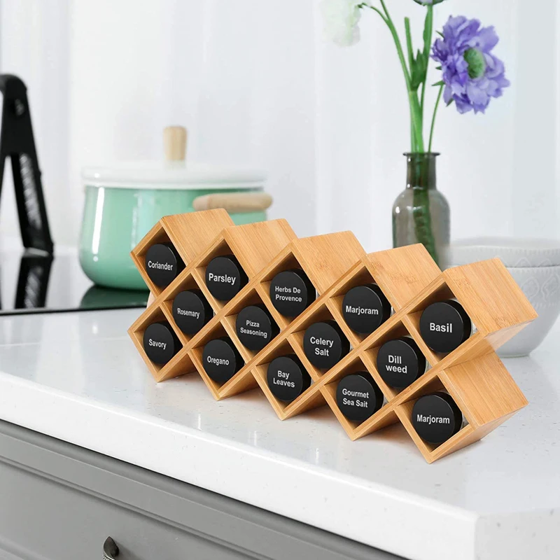 Criss-Cross 18-Jar Bamboo Kitchen Rack Cabinet Cupboard Wall Mount Door Spice Storage, Natural bamboo color
Criss-Cross 18-Jar Bamboo Kitchen Rack Cabinet Cupboard Wall Mount Door Spice Storage, Natural bamboo color