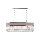 New design Modern Rectangular Faux Leather Luxury K9 Crystal Iron Pendant Chandelier Dining Room