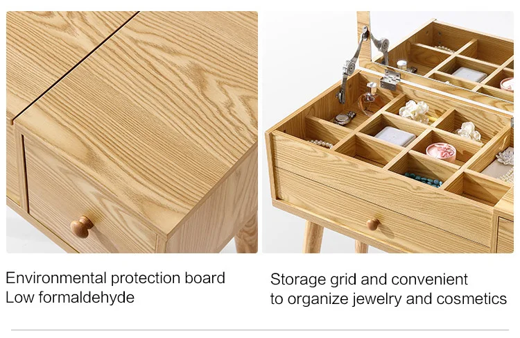 Modern Nordic Simple Bedroom Furniture Storage Cabinet Solid Wood Foot Makeup Table Dresser