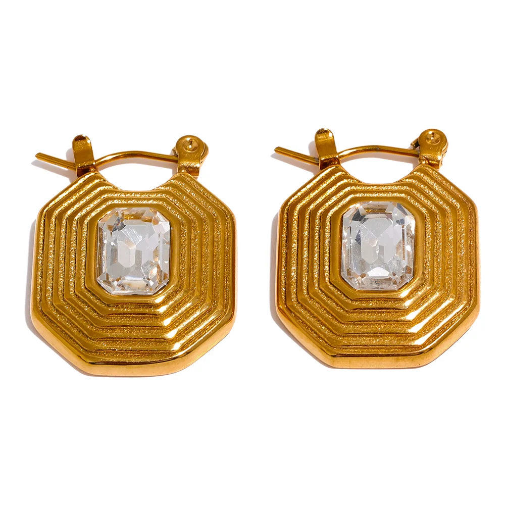 JINYOU 1894 Shiny Cubic Zirconia Stainless Steel Geometric Hoop Earrings Trendy Vintage 18K PVD Plated Gold Texture Jewelry Gift
JINYOU 1894 Shiny Cubic Zirconia Stainless Steel Geometric Hoop Earrings Trendy Vintage 18K PVD Plated Gold Texture Jewelry Gift