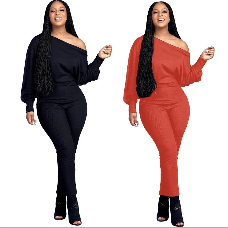 2021 pants autumn solid color plus size bodycon off shoulder black one piece jumpsuit women
2021 pants autumn solid color plus size bodycon off shoulder black one piece jumpsuit women